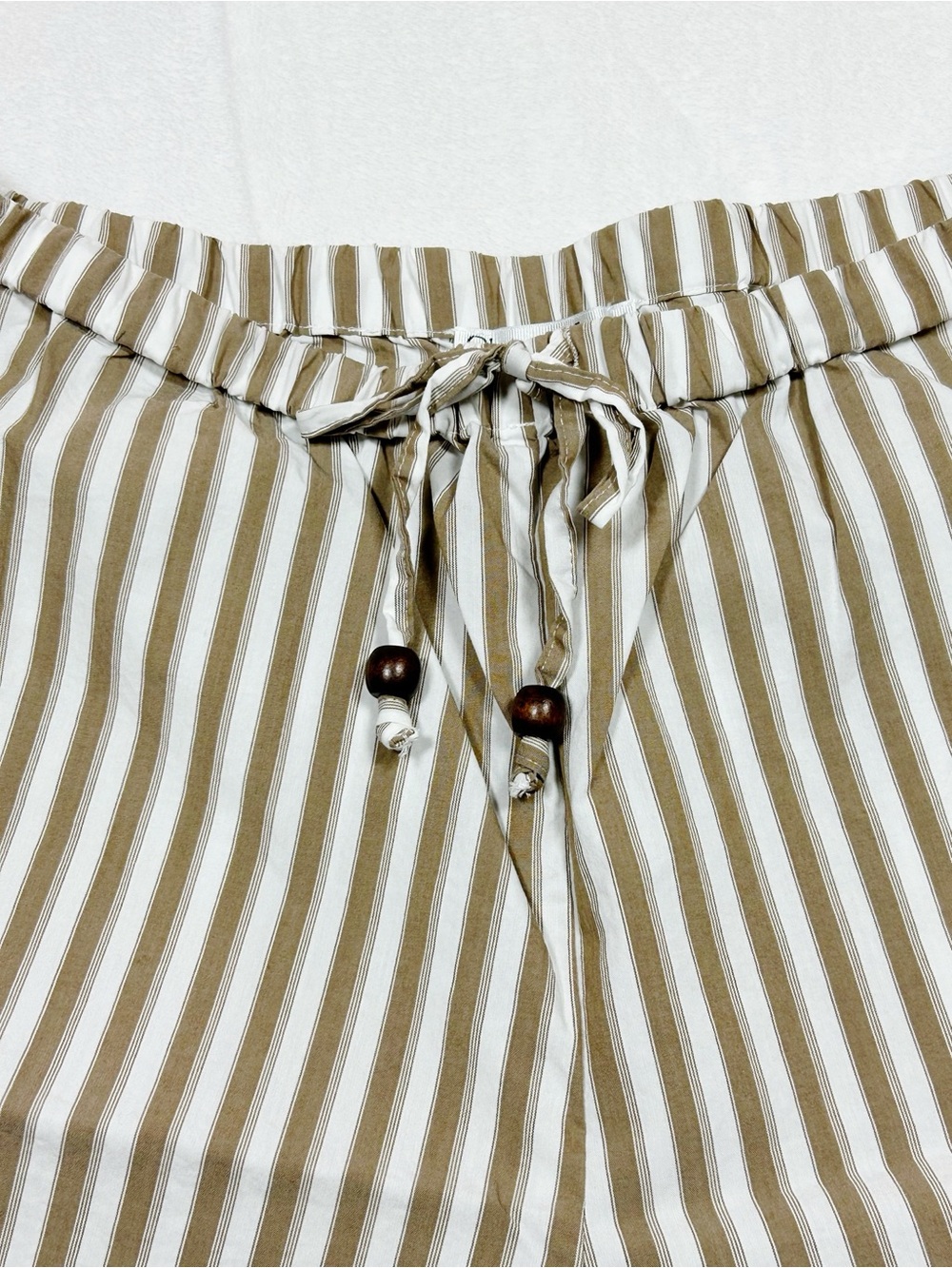Christian Lacroix Lounge Pants XS Brown and White Beaded Drawstring Wide Leg - Picture 2 of 7